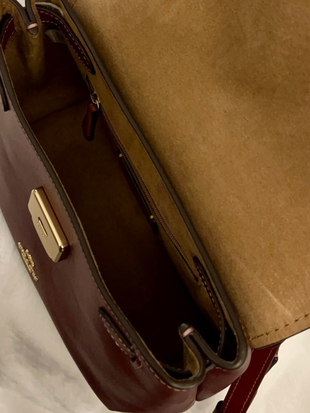 Coach Emory Top Handle Crossbody Satchel Smooth Leather Maroon CCE54 - Picture 7 of 11